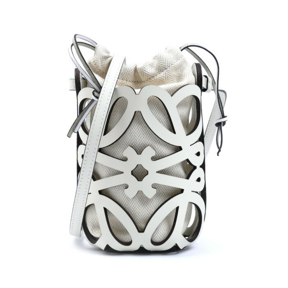 LOEWE Anagram Cutout Pocket Shoulder Bag White
